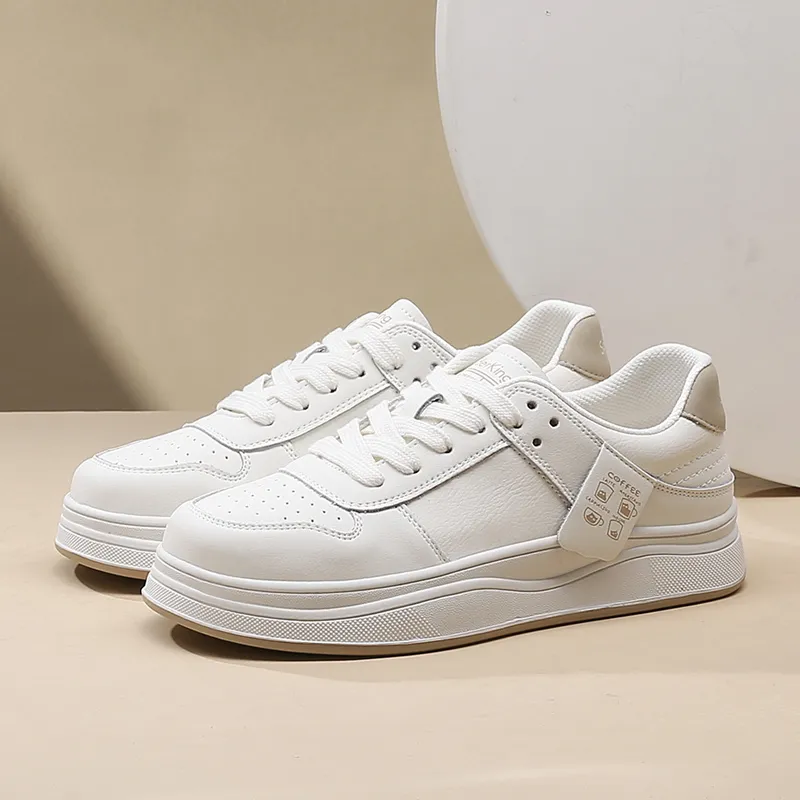 Spider King Waterproof Low-Top Skateboard Shoes Women's Beige Apricot-6