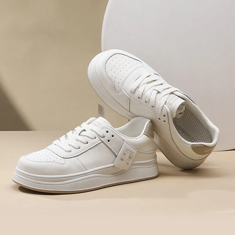 Spider King Waterproof Low-Top Skateboard Shoes Women's Beige Apricot-4
