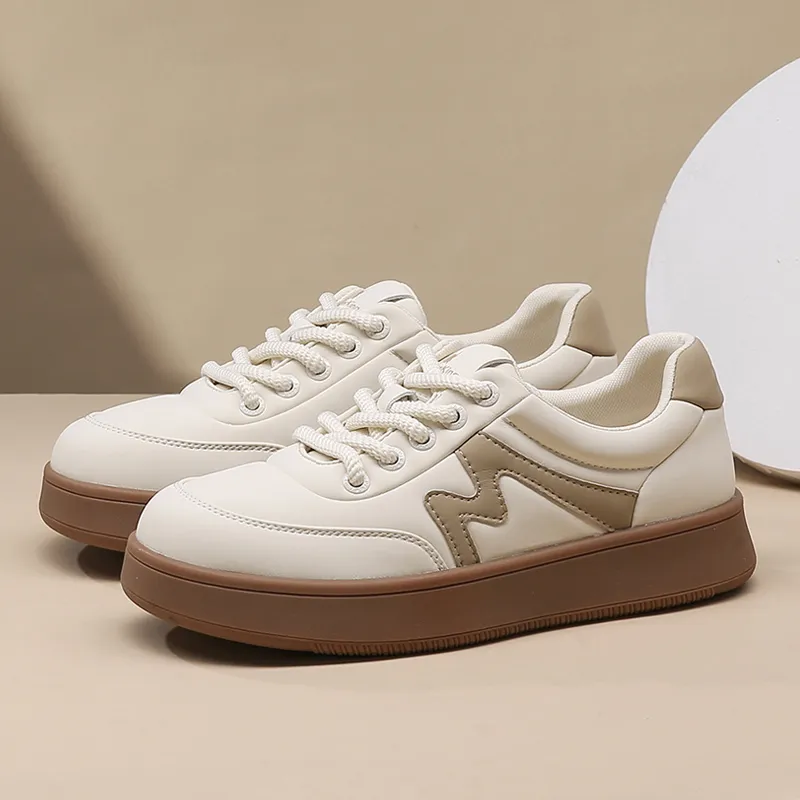 Spider King Skateboard Shoes Women's Beige Apricot-1
