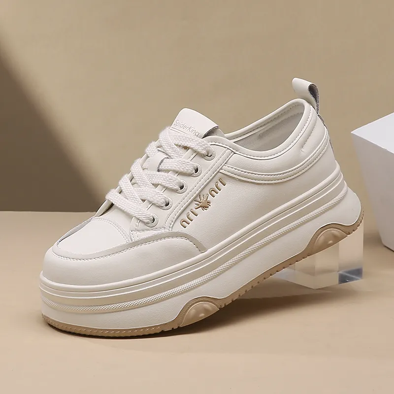 Spider King Low Top Skateboard Shoes Women's White Apricot-3