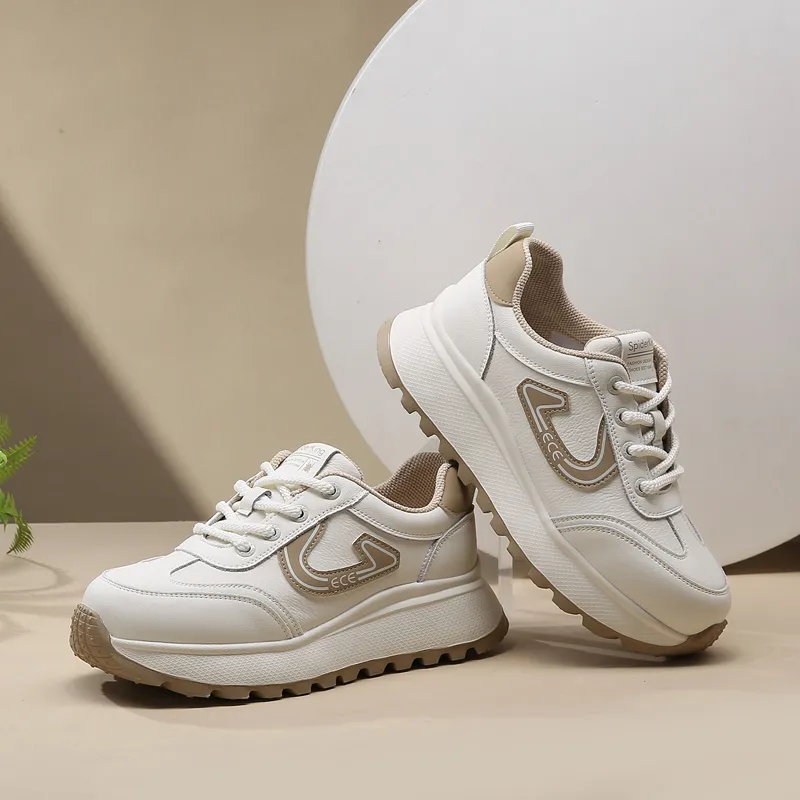 Spider King Low Top Casual Shoes Women's Beige Apricot-3