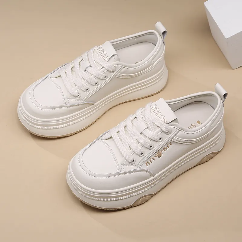Spider King Low Top Skateboard Shoes Women's White Apricot-2