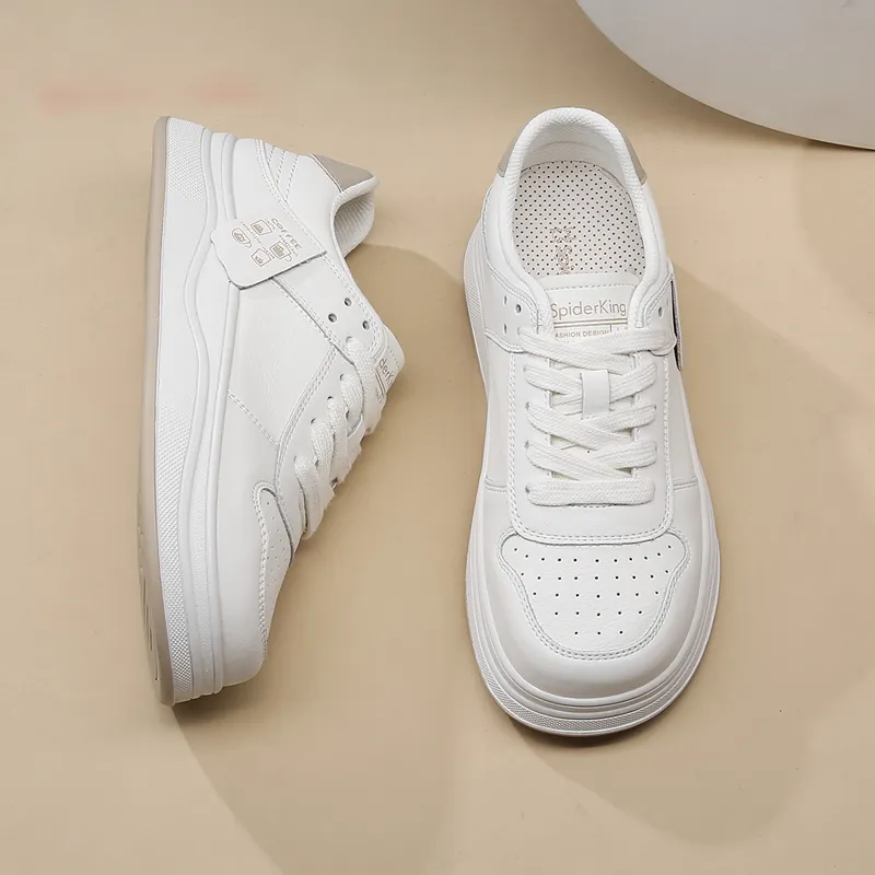 Spider King Waterproof Low-Top Skateboard Shoes Women's Beige Apricot-2