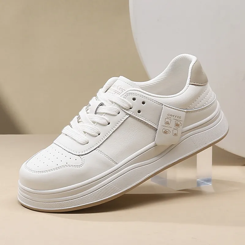 Spider King Waterproof Low-Top Skateboard Shoes Women's Beige Apricot-1