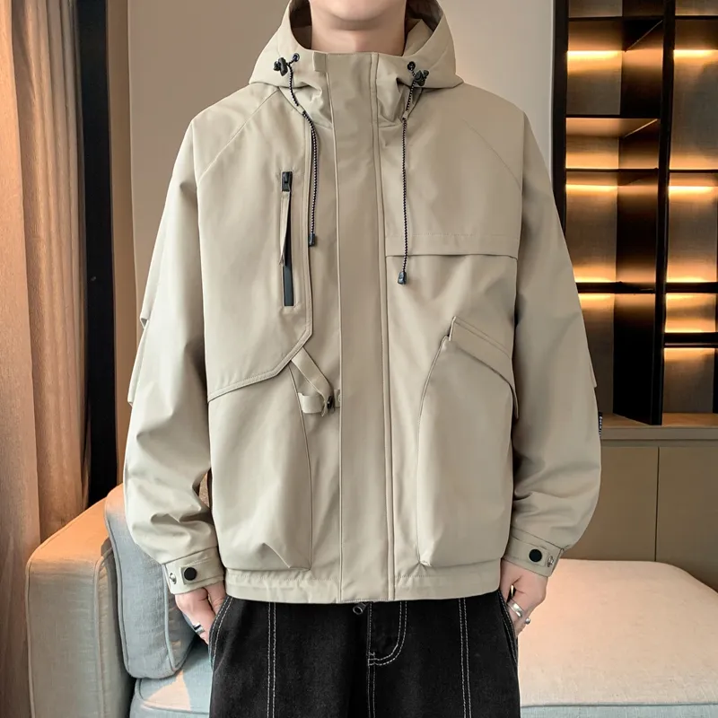 33TH Jackets Coats Unisex Khaki Fabric Color-2