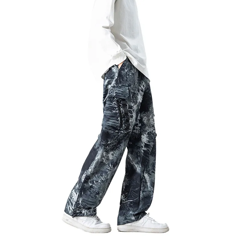 33TH Cargo Pants Unisex Camouflage Jungle Gray-4