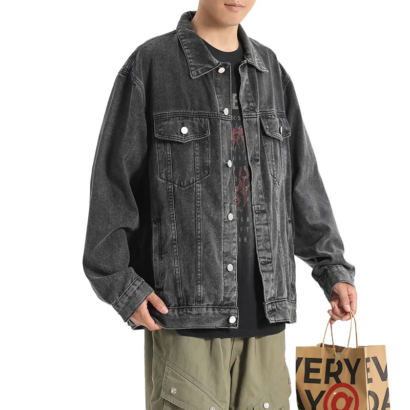 33TH Denim Jacket Unisex Black Gray Color-4
