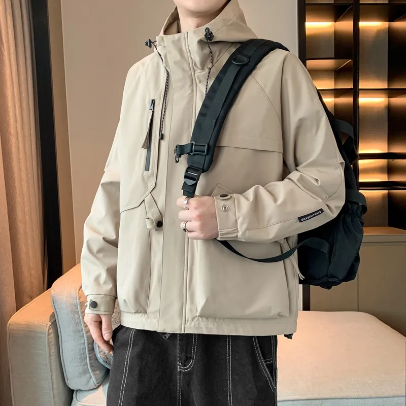 33TH Jackets Coats Unisex Khaki Fabric Color-5