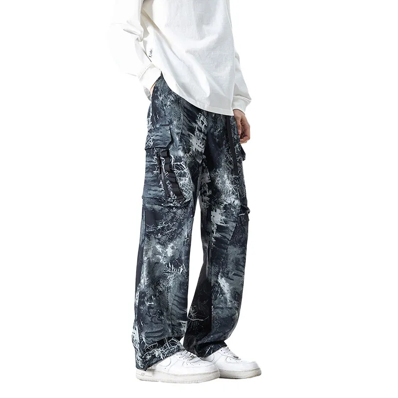 33TH Cargo Pants Unisex Camouflage Jungle Gray-3