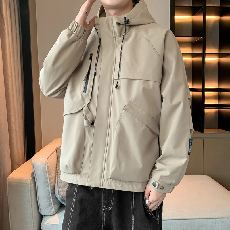 33TH Jackets Coats Unisex Khaki Fabric Color-3