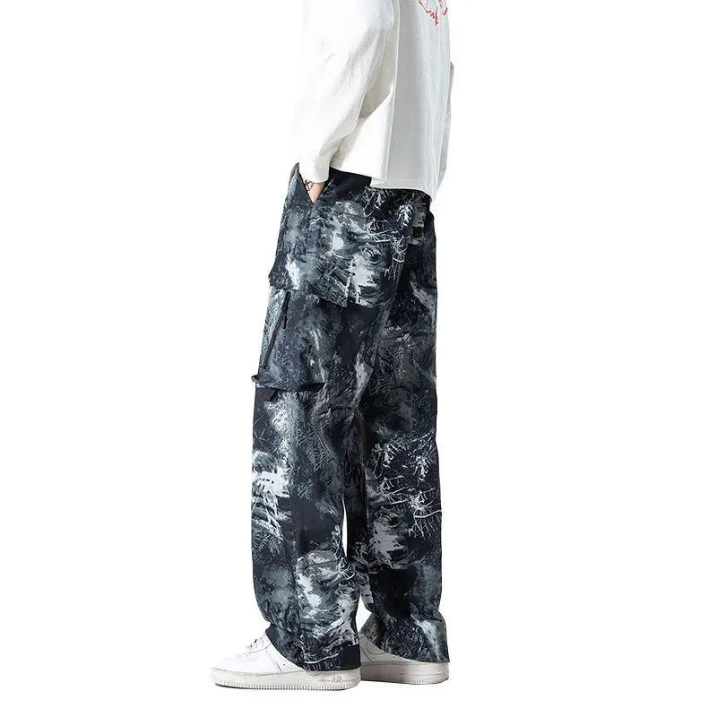 33TH Cargo Pants Unisex Camouflage Jungle Gray-1