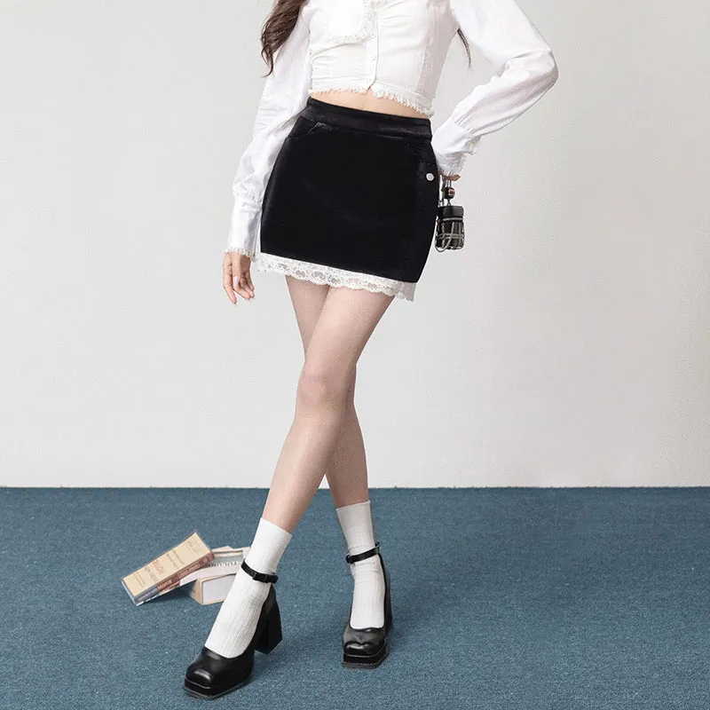HUALINGTAITAI Casual Short Skirts Women's Black Lace-2