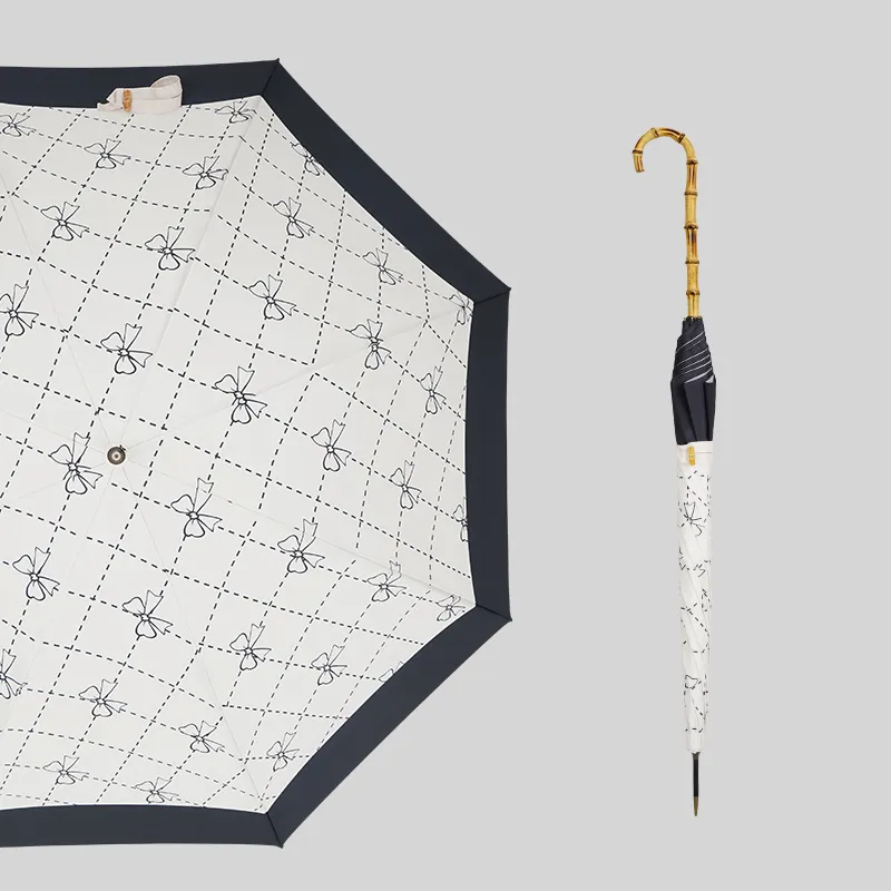 Vonlilienfeld Fei Lude Japanese Style Refreshing Long Handle Umbrella Girl High Value Umbrella Bamboo Curved Handle-2