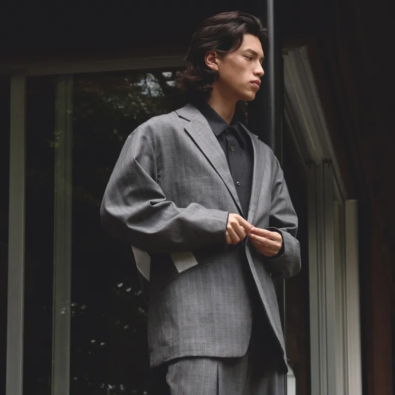 CROQUIS Business Suits Unisex 966 Black Gray Stripes/Plaid-4