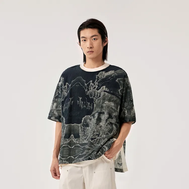 CROQUIS T Shirts Unisex 099 Black Floral-3