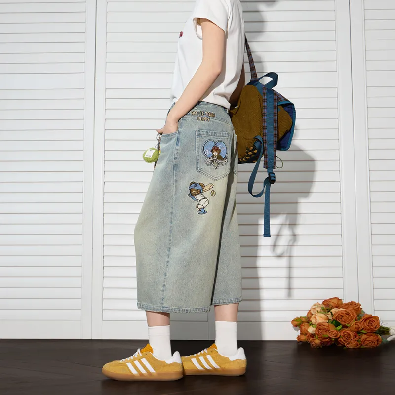 BEETLE TOWN Denim Shorts Unisex-13