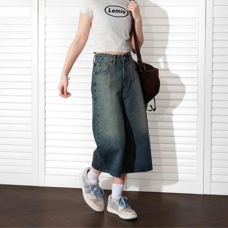 BEETLE TOWN Denim Shorts Unisex-16