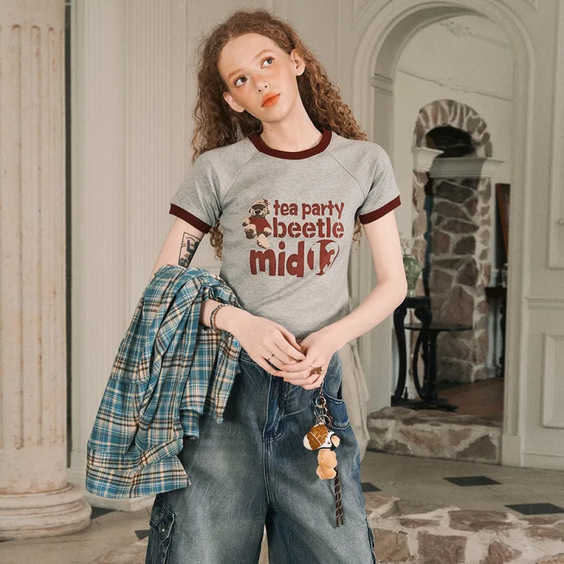 BEETLE TOWN Raglan Sleeve Short Sleeved T Shirt Women's-17