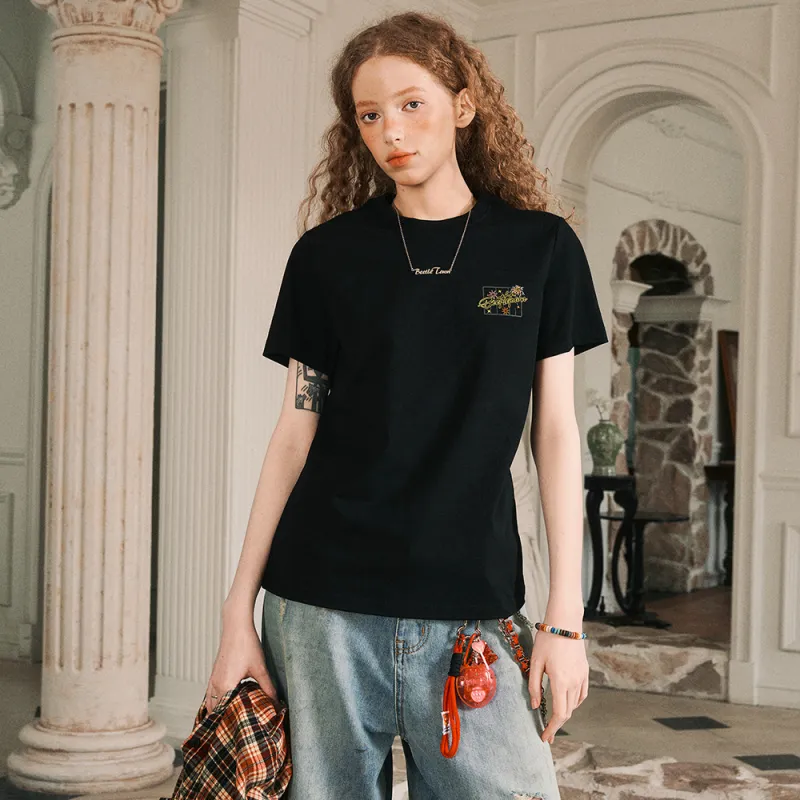 BEETLE TOWN Set in Sleeve Short Sleeved T Shirts Women's-3