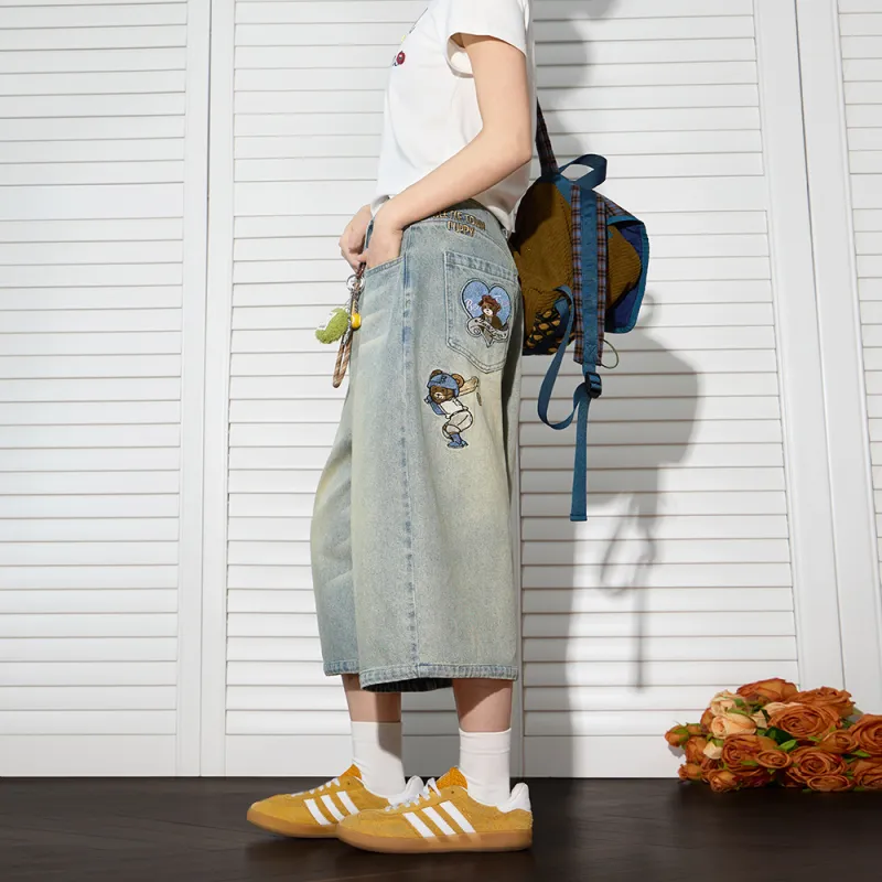 BEETLE TOWN Denim Shorts Unisex-10