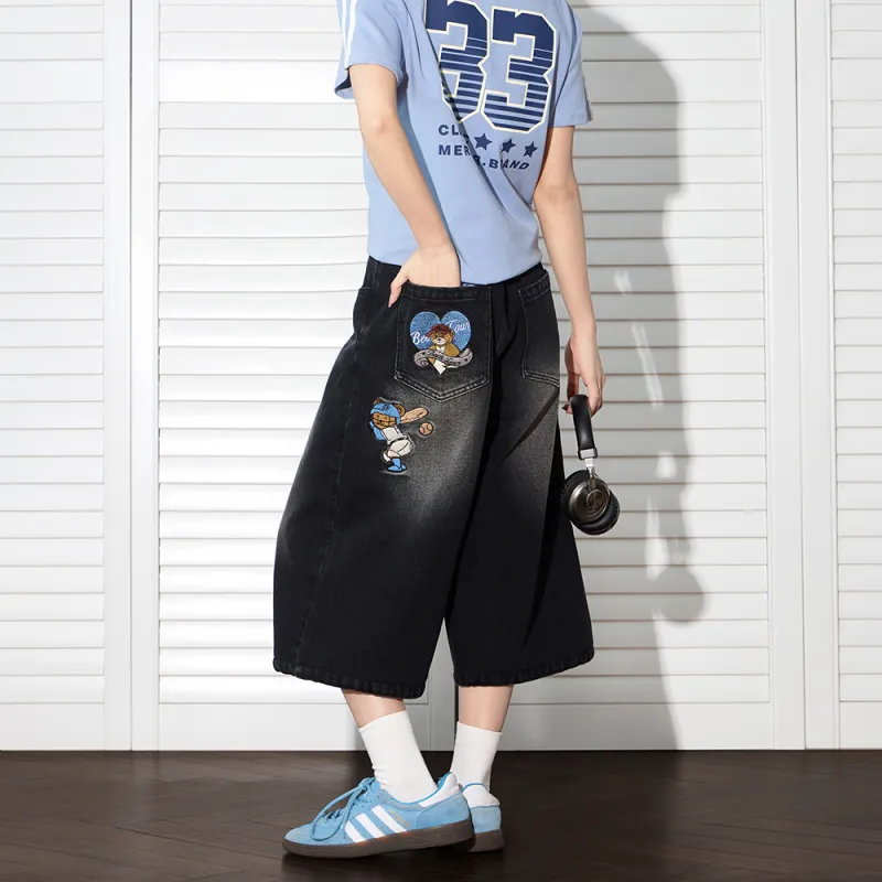 BEETLE TOWN Denim Shorts Unisex-5