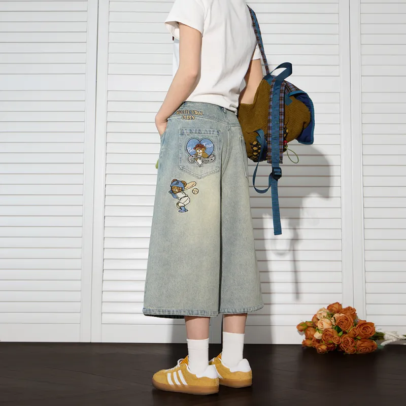 BEETLE TOWN Denim Shorts Unisex-12