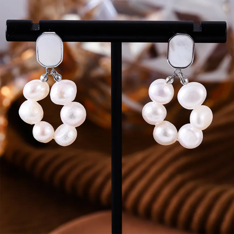 Sanpowa Stainless Steel Earrings Women's-2