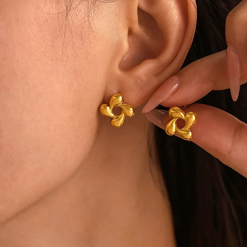 Sanpowa Stainless Steel Earrings Women's-1
