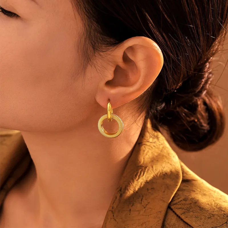 Sanpowa Stainless Steel Earrings Women's-2