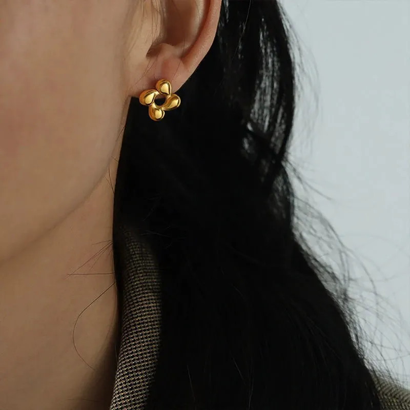 Sanpowa Stainless Steel Earrings Women's-3