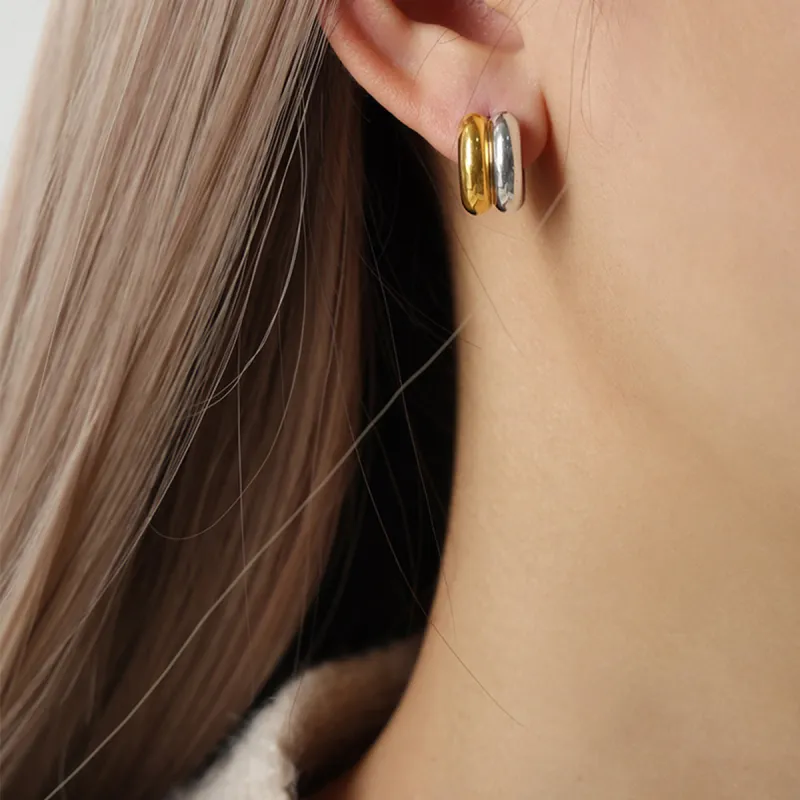 Sanpowa Stainless Steel Earrings Women's-3