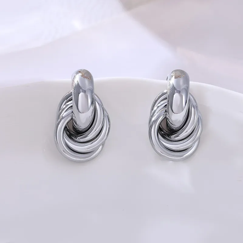 Sanpowa Stainless Steel Earrings Women's-2