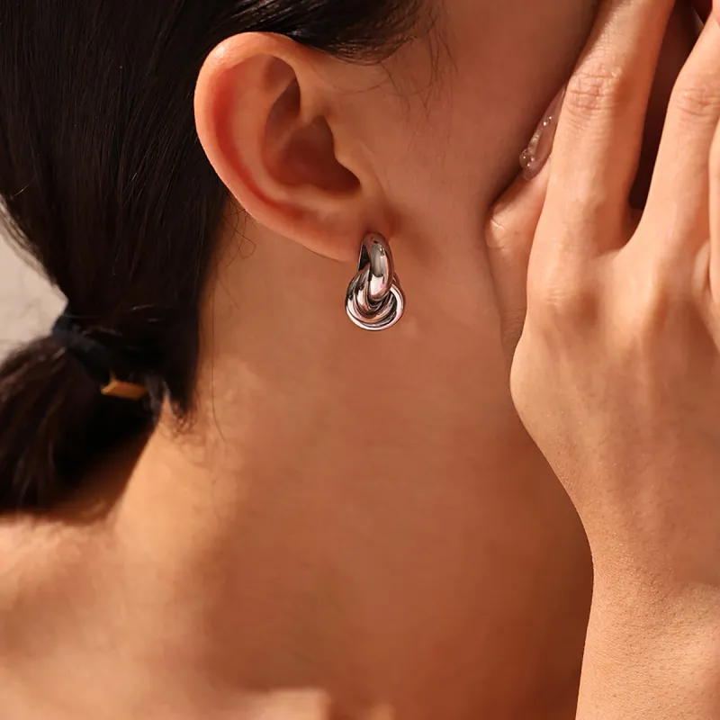 Sanpowa Stainless Steel Earrings Women's-4