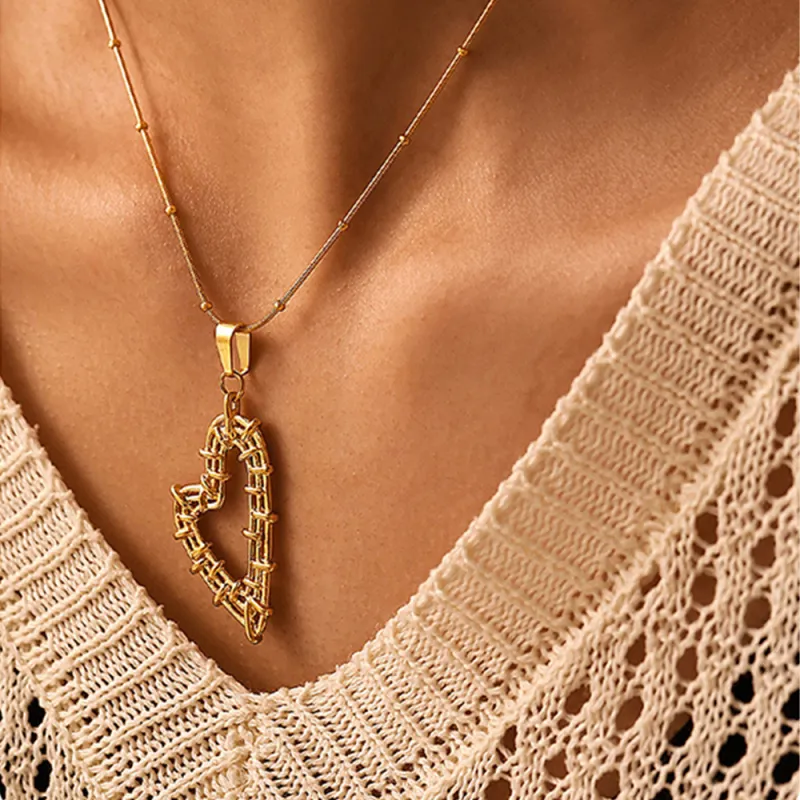 Sanpowa Stainless Steel Necklaces Women's-2