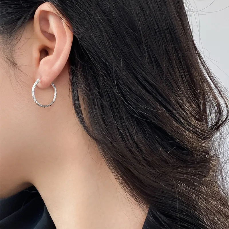 Sanpowa 925 Sterling Silver Hoop Earrings Women's-2