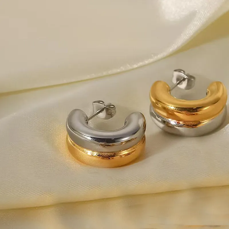 Sanpowa Stainless Steel Earrings Women's-1