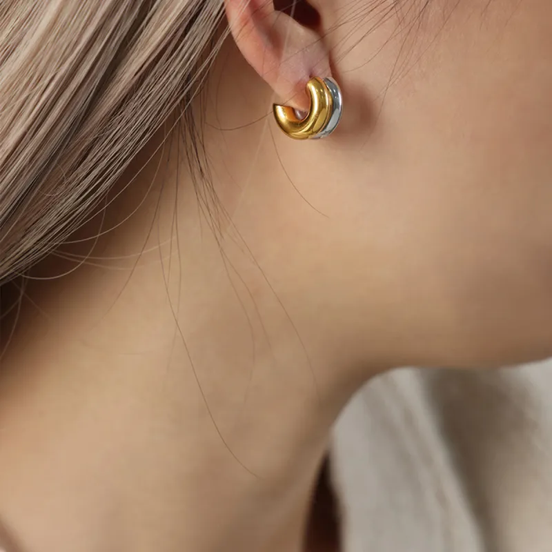 Sanpowa Stainless Steel Earrings Women's-4