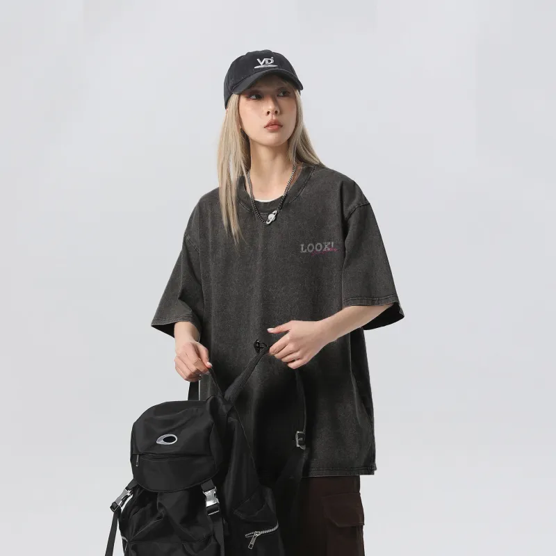 LOOX! T Shirts Unisex Washed Black-3