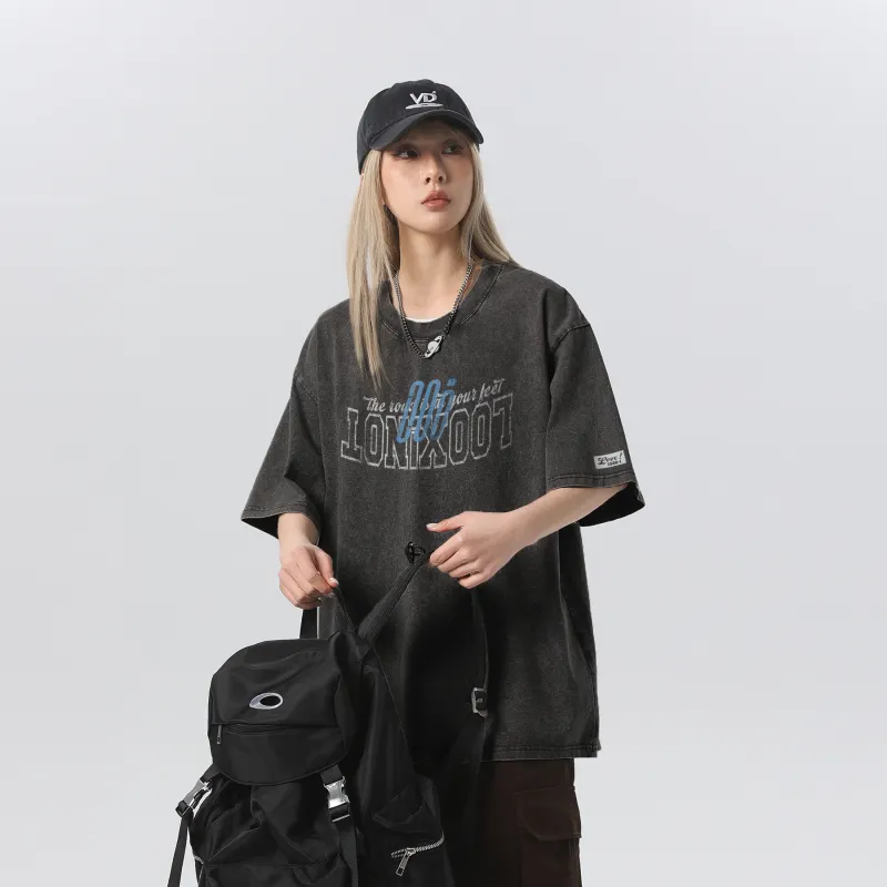 LOOX! T Shirts Unisex Washed Black-2