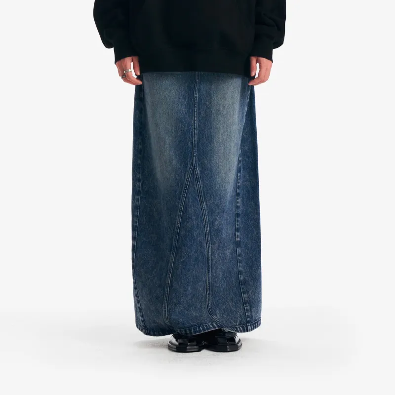THE SALVAGES FASHION CLUB Denim Long Skirt Women's Washed Blue-2