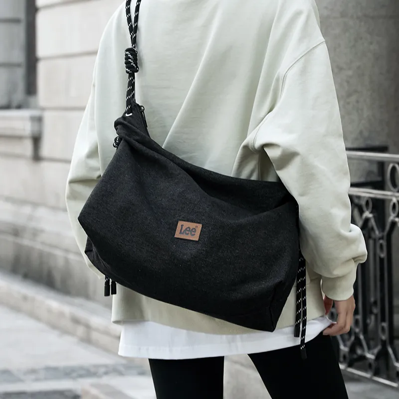 Lee Denim American Vintage Shoulder Bag, Crossbody Bag Medium Size Unisex Black/Denim Blue/Khaki-1