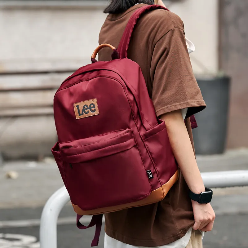 Lee Oxford Practical Backpack Computer Commute Backpack Men's Unisex Ecru/Burgundy/Black-10
