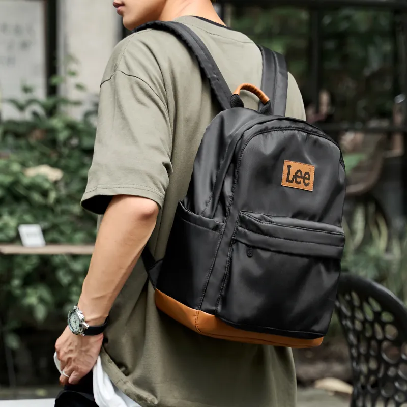 Lee Oxford Practical Backpack Computer Commute Backpack Men's Unisex Ecru/Burgundy/Black-15