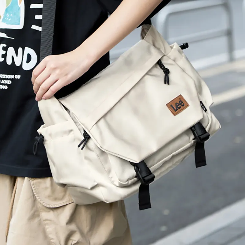 Lee Oxford Crossbody Bag, Travel Messenger Bag Regular Unisex Black/Khaki-12
