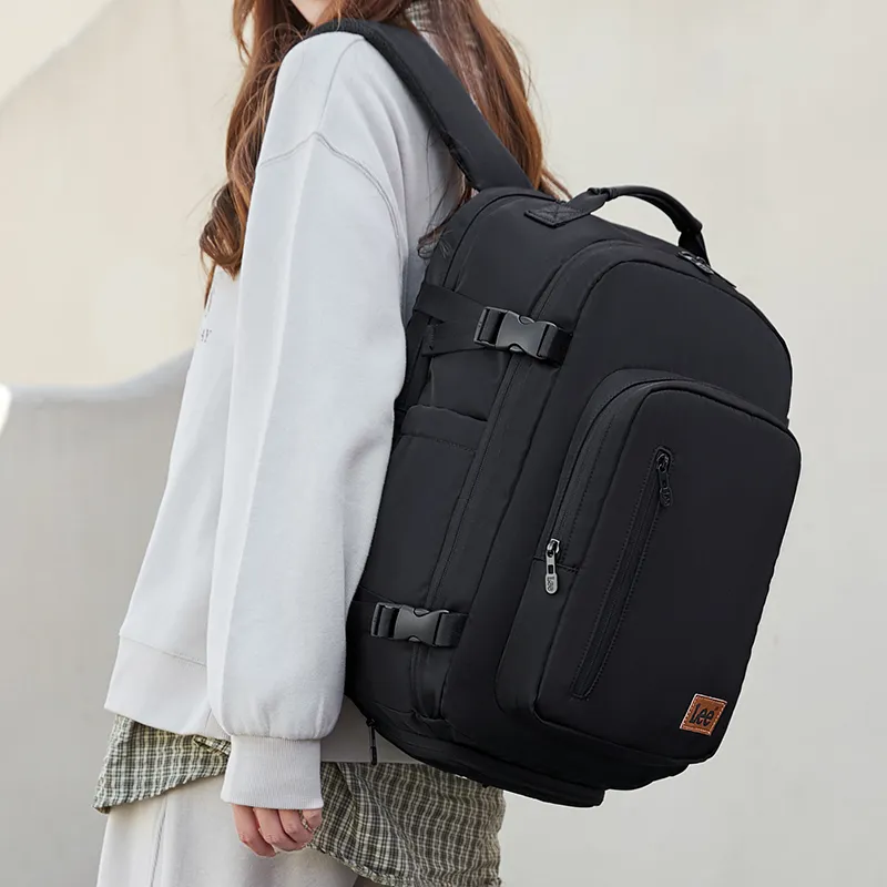 Lee Polyester With Oxford Backpack And Laptop Bag Unisex Black/Khaki-7