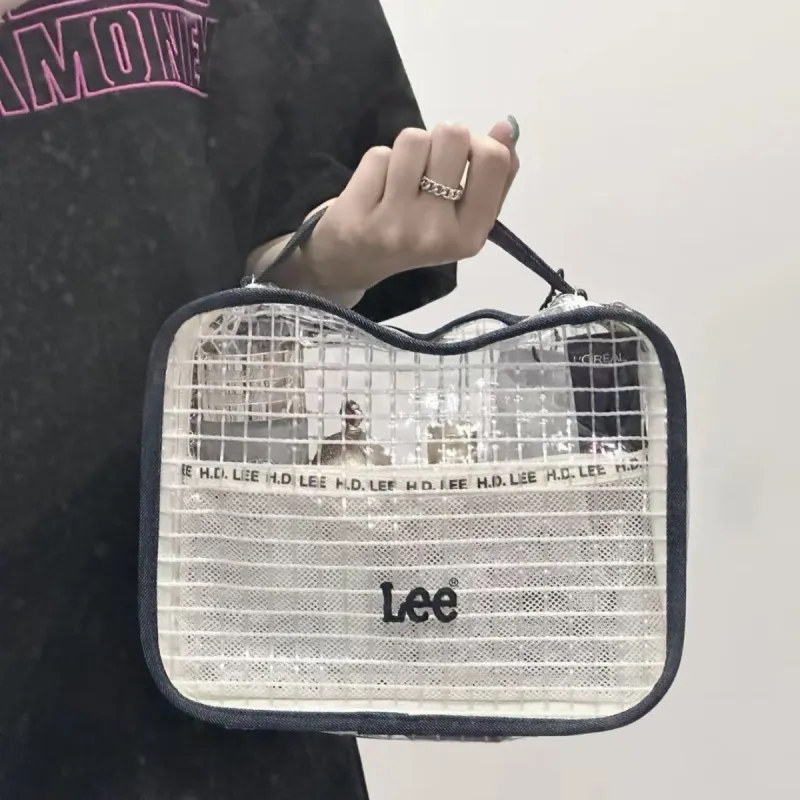 Lee PVC Storage Bag Handbag Toiletry Bag Makeup Bag Regular Women's Denim Blue-4