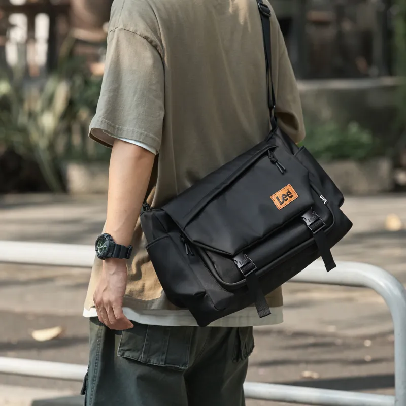 Lee Oxford Crossbody Bag, Travel Messenger Bag Regular Unisex Black/Khaki-18