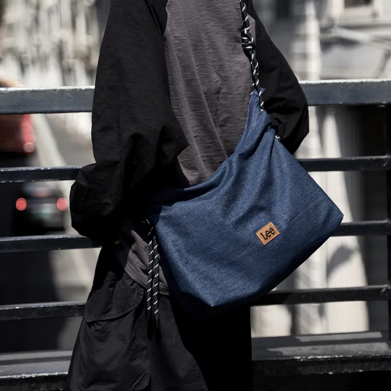 Lee Denim American Vintage Shoulder Bag, Crossbody Bag Medium Size Unisex Black/Denim Blue/Khaki-8