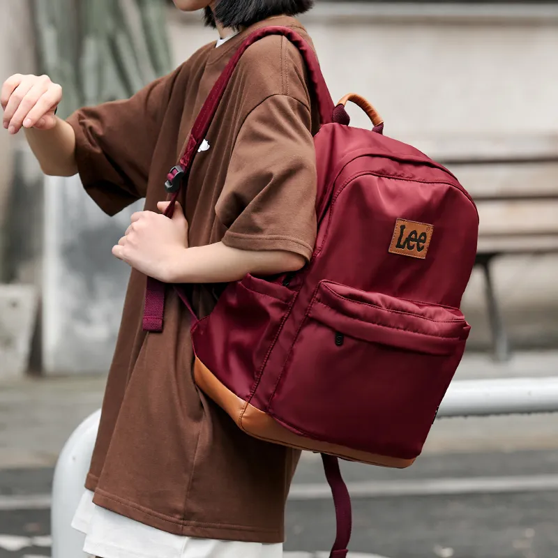 Lee Oxford Practical Backpack Computer Commute Backpack Men's Unisex Ecru/Burgundy/Black-9