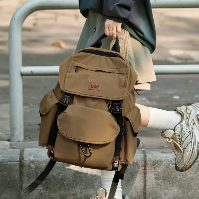 Lee Fabric Backpack Regular Unisex Rock Soil Brown/Obsidian Black-6